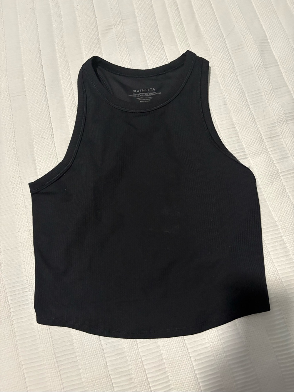 Athleta Black Ribbed High Neck Crop Tank